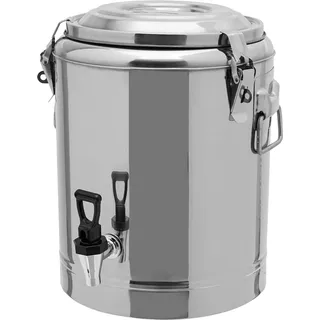 14L Edelstahl Nahrungsmittelwärmer, Isolierter Thermo-Behälter mit Wasserhahn & Deckel, Kalte Getränkebehälter, für Getränke & Speisen, ideal für Gastro, Events & Camping
