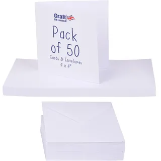 Craft UK Limited 4 x 4 Zoll Karte und Umschlag 50 St. Weiß