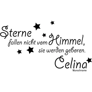 GRAZDesign Wandtattoo Kinderzimmer Name mit Spruch | Sterne fallen nicht vom Himmel | Personalisierter Aufkleber für Babyzimmer Junge Mädchen | Sprüche Zur Geburt - 58x30cm / 055 mint