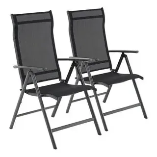 Songmics Gartenstuhl 55 x 70 x 106 cm schwarz 2 St.