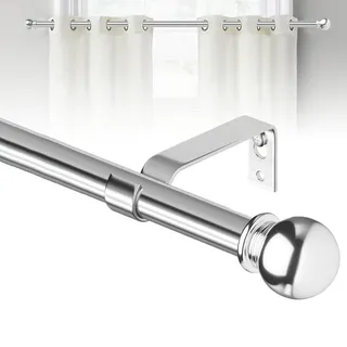 silber gardinenstange 300 cm lang, gardinenstange edelstahl set mit Halterungen, 16mm wandmontage gardinenstange polierter chrom 3m lang, gardinenstange outdoor wetterfest