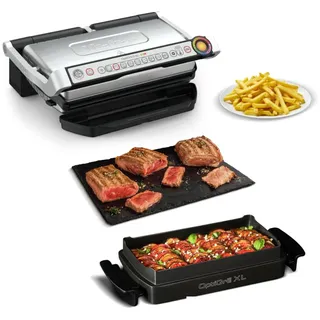 Tefal OptiGrill+ XL | Kontaktgrill mit automatischer Temperatur-Anpassung | 9 automatische Programme | XL-Grillfläche | inklusive Backschale | GC724D12