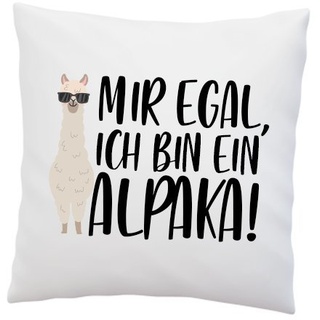 LIEBTASTISCH - Kissen mit Spruch ''Mir egal, ich Bin EIN Alpaka!'' - Deko-Kissen - weiß 40cm x 40cm - Alpaka - Lama - Trend