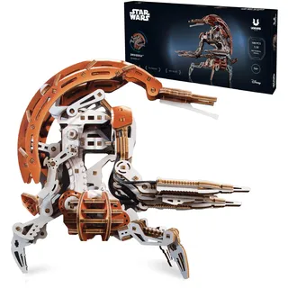 UGEARS Star Wars Droideka - Holzpuzzle Erwachsene 3D, Holzbausatz, Modellbau Holz Geschenk für Männer, 3D Puzzle Geschenkbox Geburtstag, Geburtstagsgeschenk Mann, Bausatz Erwachsene, DIY Set