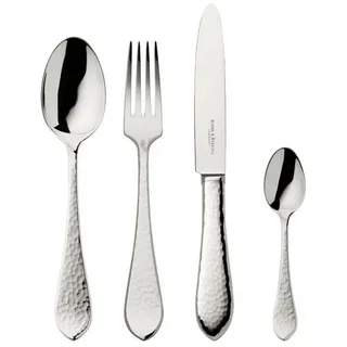 Robbe & Berking Besteck-Set Menübesteck-Set 4-tlg. Martelé 150 g versilbert (4-tlg), 150 g massiv versilbert, Menübesteck-Set, 4-tlg., 150 g massiv versilbert, silber silberfarben