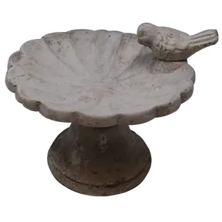 Vogeltränke mit Spatz auf Standfuß, 20,5 x 12 cm, Vogel-Tränke Trinkschale Vogelbad Garten