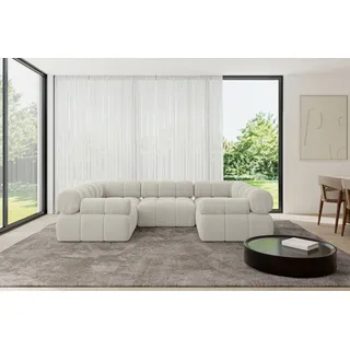 altdecor Eckcouch Cord 6-Sitzer Beige