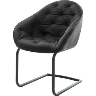 DeLife Freischwinger Gaio-Flex Echt-Leder Schwarz Freischwinger rund Schwarz