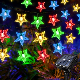 Acxilexy 12M 100LED Solar Sterne Lichterkette Außen, Lichterkette Garten Stern, 8 Modi und Wasserdicht, Led Solarlichterkette Sterne für Balkon Garten Weihnachts Innen Aussen Deko