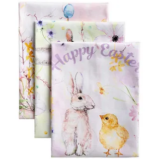 Maison d'Hermine Küchenhandtücher, 3er-Set, 100% Baumwolle, 70 x 50 cm, wiederverwendbar, saugfähig, mit Aufhängeschlaufe, ideal für Küche und Esszimmer,Frühjahr Sommer - Easter Zest