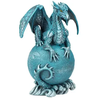 Figuren Shop GmbH Dekofigur Drachen Figur - Planet Uranus - Drachenfigur Fantasy Dekoration Planet blau