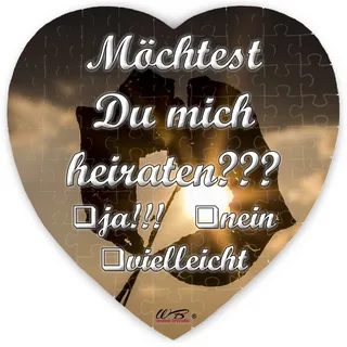 WB wohn trends Puzzle-Botschaft Herz, HEIRATSANTRAG: Möchtest Du Mich heiraten - Blatt Sonne, 75 Teile 19x19cm inkl. Geschenk-Beutel