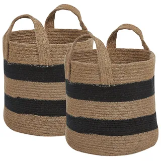 Beliani Aufbewahrungskorb 2er Set Gerede Jute 37 x 22 x 20 cm beige