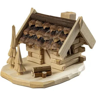 Saico Räucherfigur Hütte Holz 15 cm natur/braun