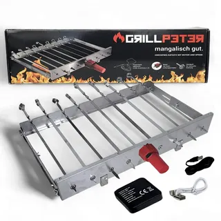 Grillpeter Schaschlik Spießdreher für 9 Spieße Motor Powerbank USB Spieße
