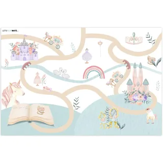 KINDERTEPPICH Prinzessin - Schloss - Blumen - Einhorn - Mädchen Spielmatte 105x70 cm