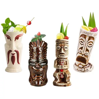 Cocktailgläser - Hawaii Deko - Bar Zubehör - Cocktail Gläser - Cocktail set - Cocktail Deko - Cocktail Zubehör - Cocktailgläser set - Tiki Gläser hawaiianische Tiki-Tasse,Q7