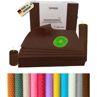 Wachsmann Bienenprodukte Bastelnaturmaterial Bienenwachsplatten, 20 x 15 cm, 20 Stück, 100% echtes Bienenwachs braun