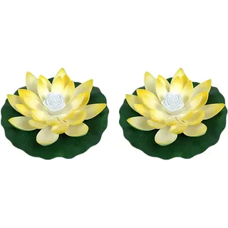 Yeehliny Schwimmende Lotuslichter, LED Wasserdichte Solar Seerosen Schwimmende solarleuchten Lotusblumen-Nachtlampe Lotusblüte Lotusblatt Teichlicht für Pool Teich Garten Deko (28CM-2PC-Grün)