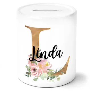 Spardose mit Name personalisiert Buchstaben Mädchen & Frauen Einschulung Hochzeit Geburtstag Einschulung Taufe Geburtstag Sparschwein Geld-Geschenk Kinderspardose