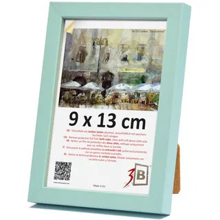 3-B Bilderrahmen LUND - Mintgrün - 9x13 cm - Holzrahmen, Fotorahmen, Portraitrahmen mit Acrylglas