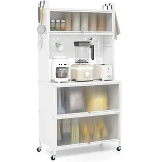 Costway Küchenregal mit Rollen Stecktafel & Haken, Vorratsschrank