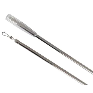 Schleuderstab/Gardinenstab aus ME-Rohr 9 mm stabil für schwere Vorhänge mit Griff + Verschlusshaken in 2 Farben (nickel glanz)