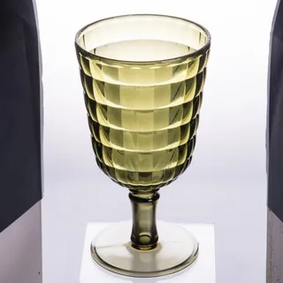Villa d'Este Home Tivoli 6er Set Sektkelch 450ml aus Acryl, Oberfläche mit geometrischen Dekoren, Fashion Greenery