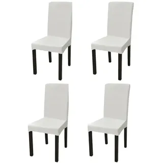 furnicato Stuhlhusse Stuhlhussen Creme für Stühle bis 55 cm Höhe, 4er Set weiß