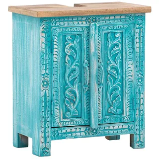 massivum Waschbeckenunterschrank Santa Cruz Massivholz Badschrank blau blau