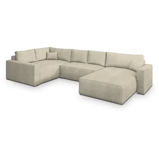 masseno Eckcouch Polyester U-Form 2-Sitzer Creme