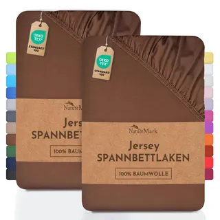 NatureMark Spannbettlaken Jersey 70 x 140 cm, Baumwolle, für Matratzen bis 20 cm Höhe, schoko braun