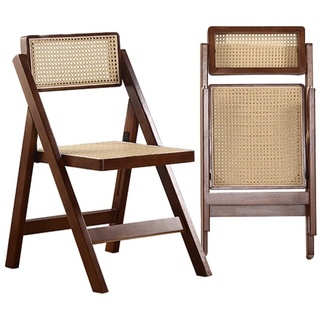 Mgchowue Holz Rattan Klappstuhl, Freizeit-Makeup-Stuhl Leichtgewichtiger Stuhl für Den Balkon für Esszimmer oder Wohnzimmer Hinterhof Camping