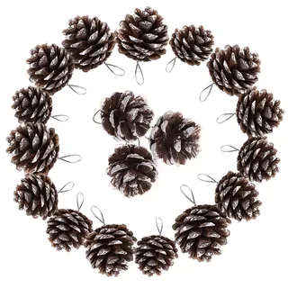TRIXES Christbaumschmuck - 18 Stück Kiefernzapfen zum Aufhängen - Weihnachtsschmuck Baumdeko Festliche Dekoration - Tannenzapfen mit Kunstschnee - Adventskranz Weihnachtskranz - Weihnachtskugeln | Ideal für Weihnachtsgirlanden, Kränze, Kugeln, Bäume & saisonales Basteln