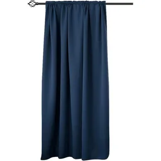 Woltu - Gardine Blickdicht mit Kräuselband für Schiene, 250g/m2 Schwere Wärmeisolierende Vorhänge Gardinen Wohnzimmer Schlafzimmer, 135x175 cm dunkelblau (1 Stück)