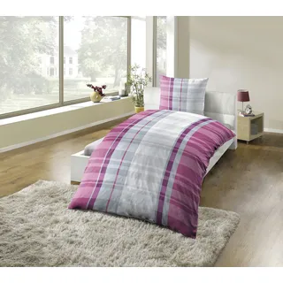 Kinzler Bettwäsche Karo Polycotton Flanell Bunt 155 x 220 cm + 2 x 80 x 80 cm