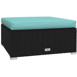 vidaXL Garten Fußhocker mit Kissen Modular Gartenhocker Sitzhocker Fußbank Hocker Gartenmöbel Balkon Terrasse Schwarz 70x70x30cm Poly Rattan