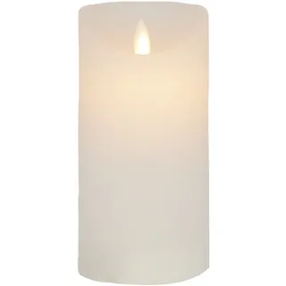 LED Echtwachskerze Weiß 6 Stunden Timerfunktion H 15 cm bewegliche Flamme