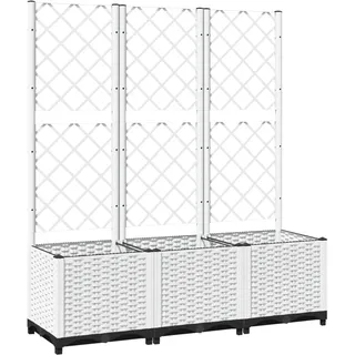 vidaXL Pflanzkübel mit Rankgitter 120 x 40 x 136 cm Weiß