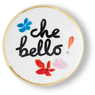 BITOSSI Home Porzellanteller Che Bello – Kollektion mit Liebe, Ø 17 cm, goldfarbener Rand, Design Chiara Perano