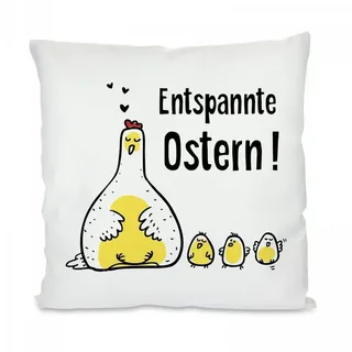 Herzbotschaft Dekokissen Kissen mit einseitigem Motiv Entspannte Ostern, Kissenhülle mit Füllung