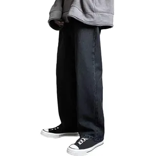Minetom Hose Herren Patchwork Farbblock Jeans Straight Leg Denim Jeans Retro Lose Hose Jogginghose Streetwear für Männer - XXL