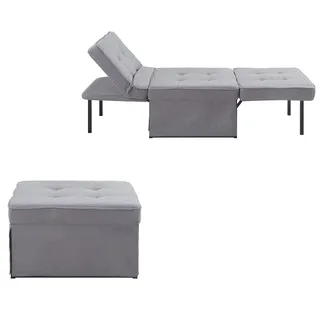 Atlantic Home Collection Relaxliege Finn Polyester 80 x 80 x 43 cm Grau mit Hocker
