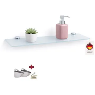 HOOZ Wandregal Glasregal, Wandablage ESG 50x13 cm, rechteckig, mit Halterung Weiß, Regal Glas, Platzsparende Wandboard für Dusche, Bad, Küche oder Wohnraum weiß 50 cm