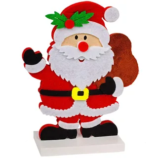 alles-meine.de GmbH große - Filz Dekofigur - lustiger Weihnachtsmann - 21 cm ! - Innen & Außen - wetterfest - mit Holzfuß + Metall - Groß - Weihnachten - Weihnachtsmotiv - Winter..