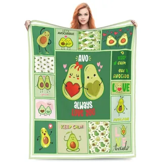 Turamurra Avocado-Decke, niedliche grüne Cartoon-Früchte, Avocado-Flanell-Überwurfdecke für Mädchen, Jungen, Kinder, superweiche, warme Decke für Bett, Sofa, Couch, faltbar, für alle Jahreszeiten,