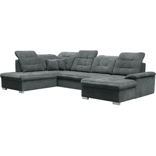 DOMO-HOME Ecksofa mit Schlaffunktion NICOLE – Modernes Ecksofa 345x230cm | Regulierbaren Kopfstützen | Boxspring-Funktion und Stauraum | Ideal f... - Dunkelgrau