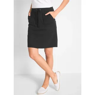 Bleistiftrock BONPRIX, Damen, Gr. 44/46 (L), schwarz, Web, Obermaterial: 95% Baumwolle, 5% Elasthan, gerade kniefrei, Röcke Bleistiftrock, aus weichem Sweatmaterial, mit Stretch-Anteil, Bleistift-Schnitt