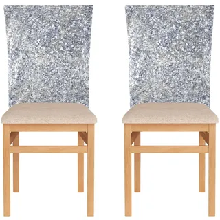 Stuhlhussen für Geburtstagsparty, Stuhlhussen für Esszimmerstühle, 2er-Set, weich, Hochzeit, Grau, Glitzer, Silber, glänzendes Muster