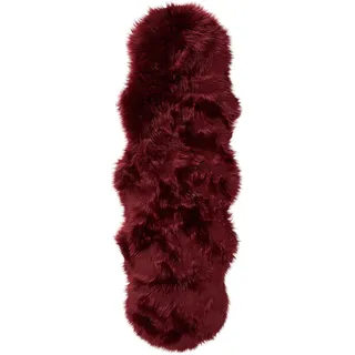 benuta Pop Waschbarer Hochflor Shaggyteppich Nanuk Bordeaux 60x180 cm - Bettvorleger für Schlafzimmer